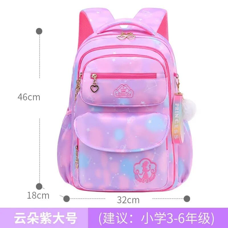 Orthopedic Girls' Primary School Backpack: Gradient Color, Large Capacity