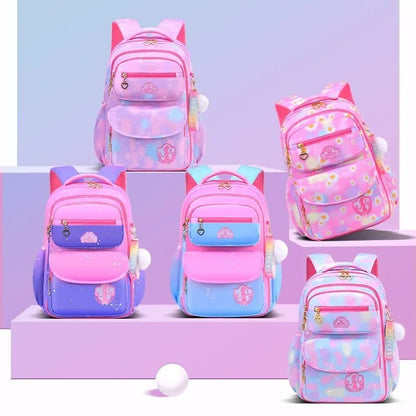 Orthopedic Girls' Primary School Backpack: Gradient Color, Large Capacity