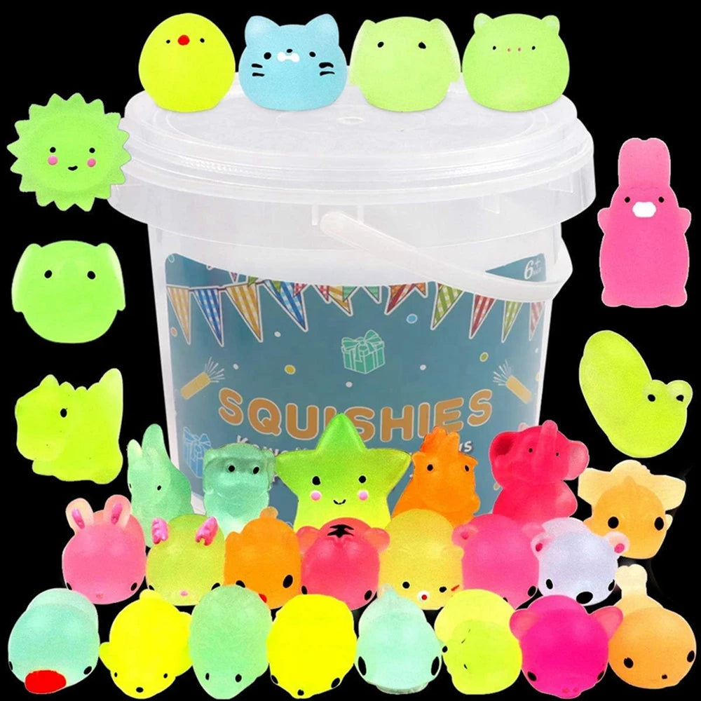 Glow-in-the-Dark Kawaii Animal Mochi Squishies