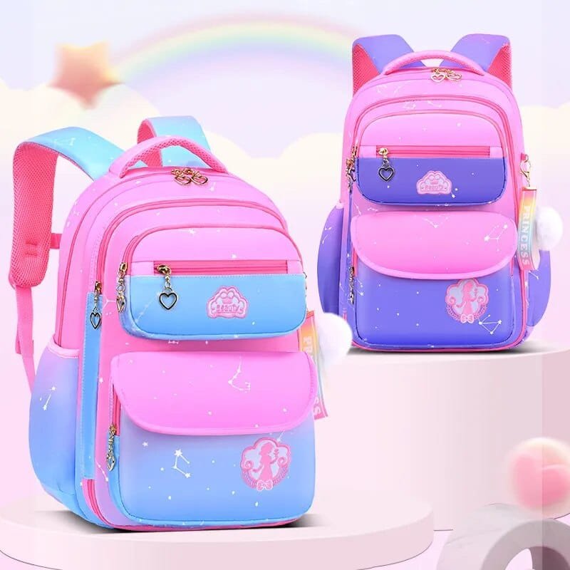 Orthopedic Girls' Primary School Backpack: Gradient Color, Large Capacity