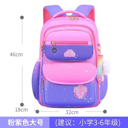 Orthopedic Girls' Primary School Backpack: Gradient Color, Large Capacity