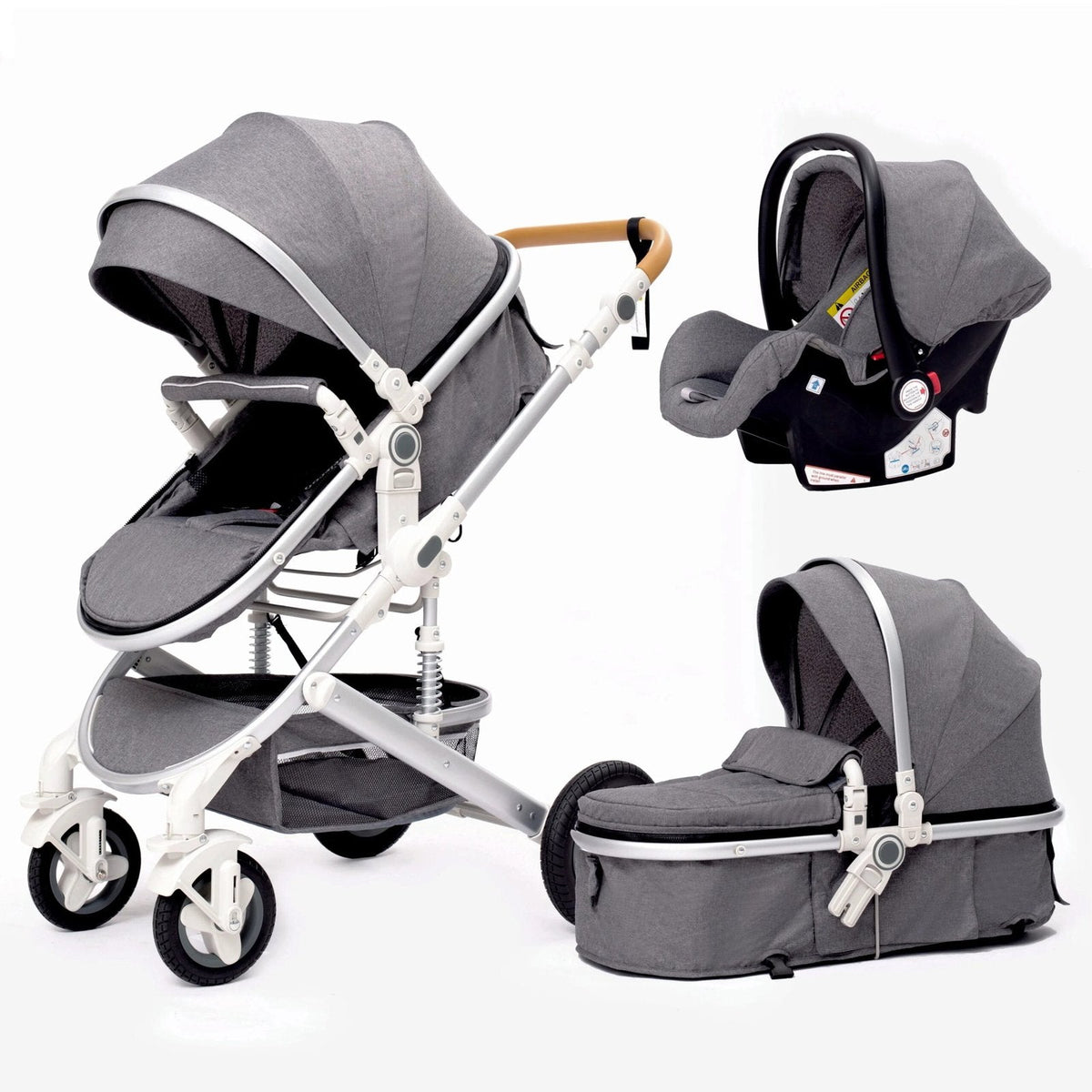 High Landscape 3-in-1 Baby Stroller with Pink Car Seat: Luxury Travel Pram