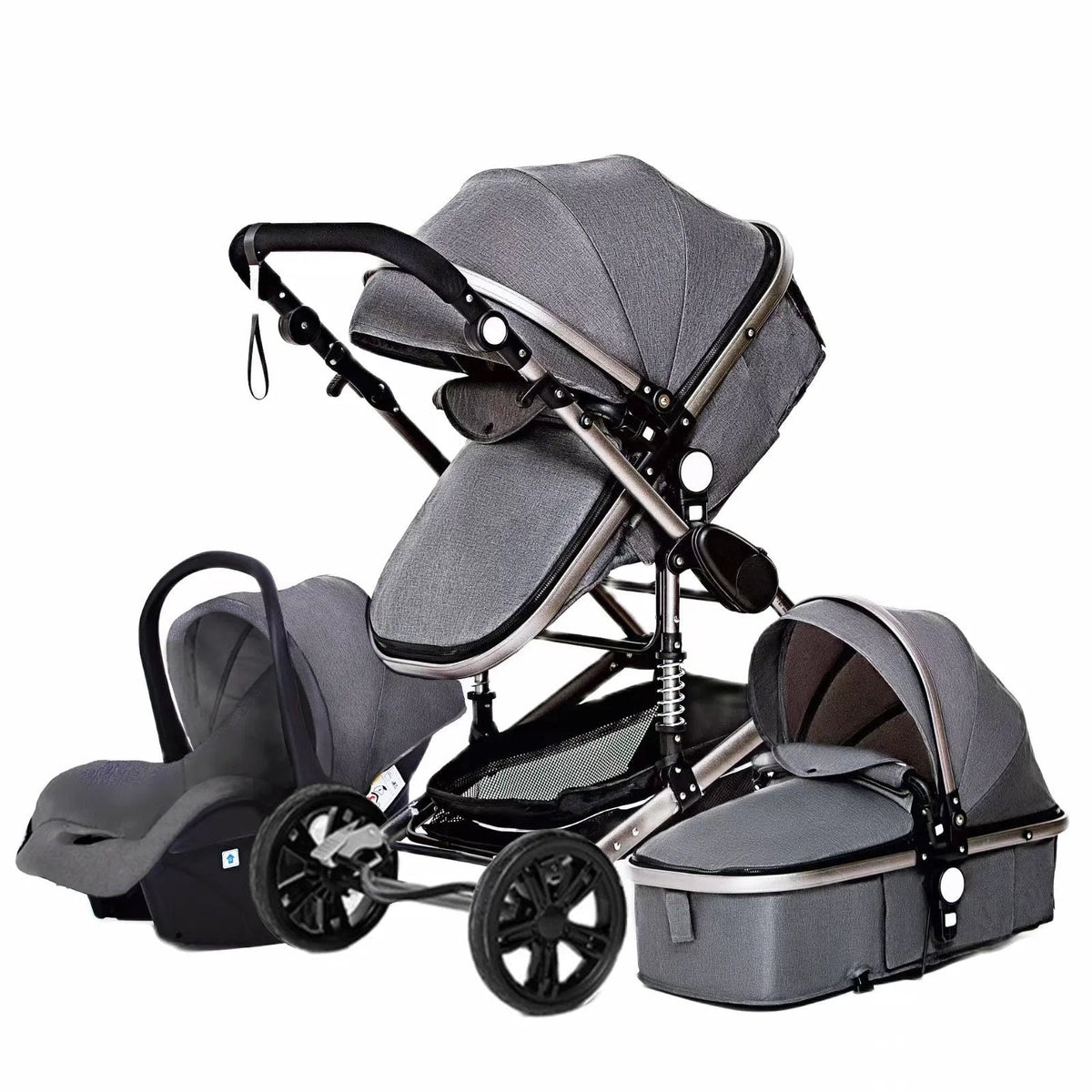 High Landscape 3-in-1 Baby Stroller with Pink Car Seat: Luxury Travel Pram
