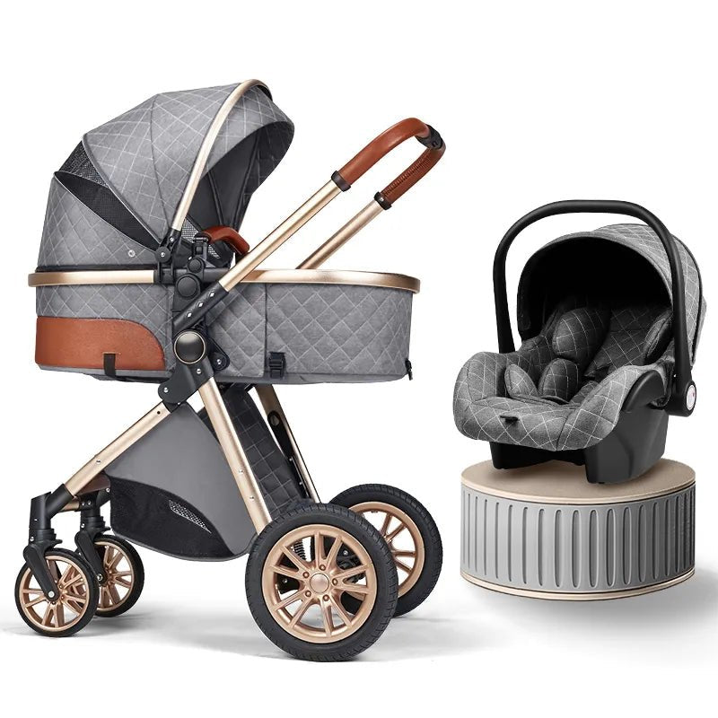 Multi-functional 3-in-1 Baby Stroller: High Landscape, Reclining, Lightweight