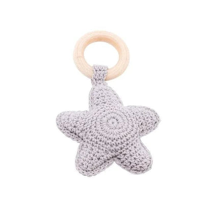 Wooden Baby Rattle & Teether - Crochet Animal Designs