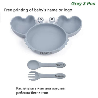 Personalized Baby Crab Plate Set with Suction Bowl