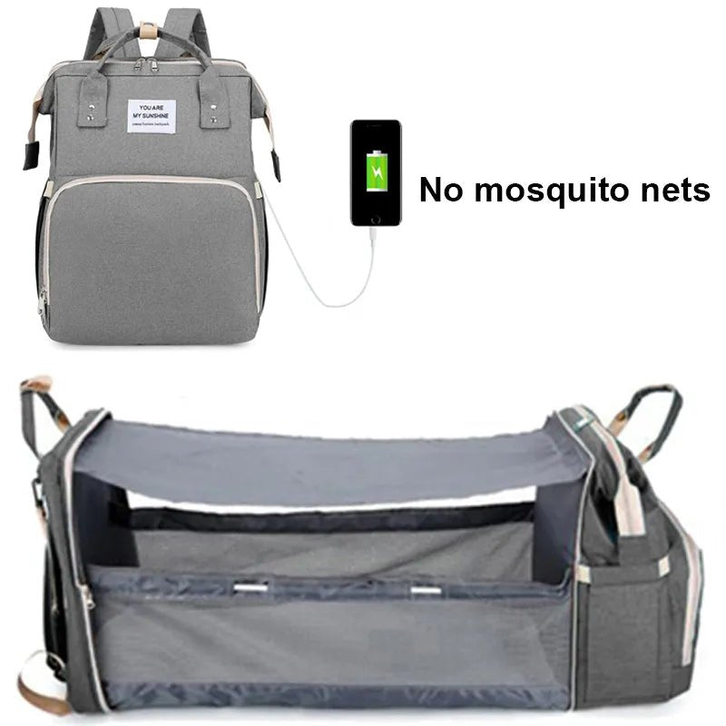 Folding Mommy Bag: Portable Crib Bed & Large-capacity Baby Backpack