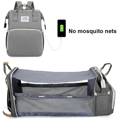 Folding Mommy Bag: Portable Crib Bed & Large-capacity Baby Backpack