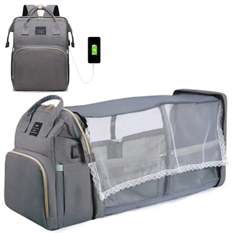 Folding Mommy Bag: Portable Crib Bed & Large-capacity Baby Backpack