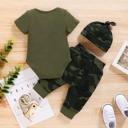 Newborn 3Pc Letter &amp; Camo Set 0-18M