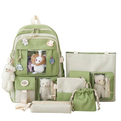 5Pc Harajuku Kawaii School & Laptop Bag Set for Teen Girls