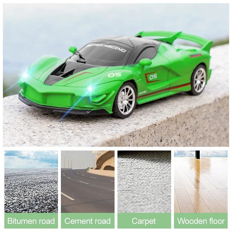 1/18 RC Sports Car with LED Light - 2.4G High-Speed Drift Toy
