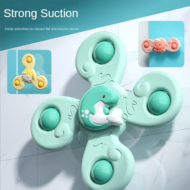 3Pc Baby Bath Sucker Spinners - Cartoon Rattle Fidget Toys