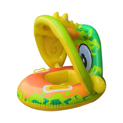 Inflatable Baby Swim Ring with Sun Shade: Toddler Pool Toy for Outdoor Fun