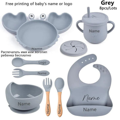 Personalized Baby Crab Plate Set with Suction Bowl