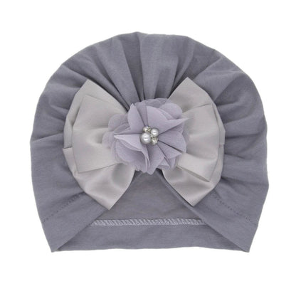 Shiny Rhinestone Bowknot Baby Turban - Soft Cotton Cap