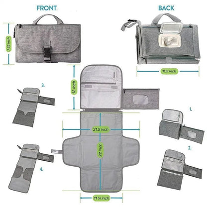 Portable Diaper Changing Pad with Smart Wipes Pocket