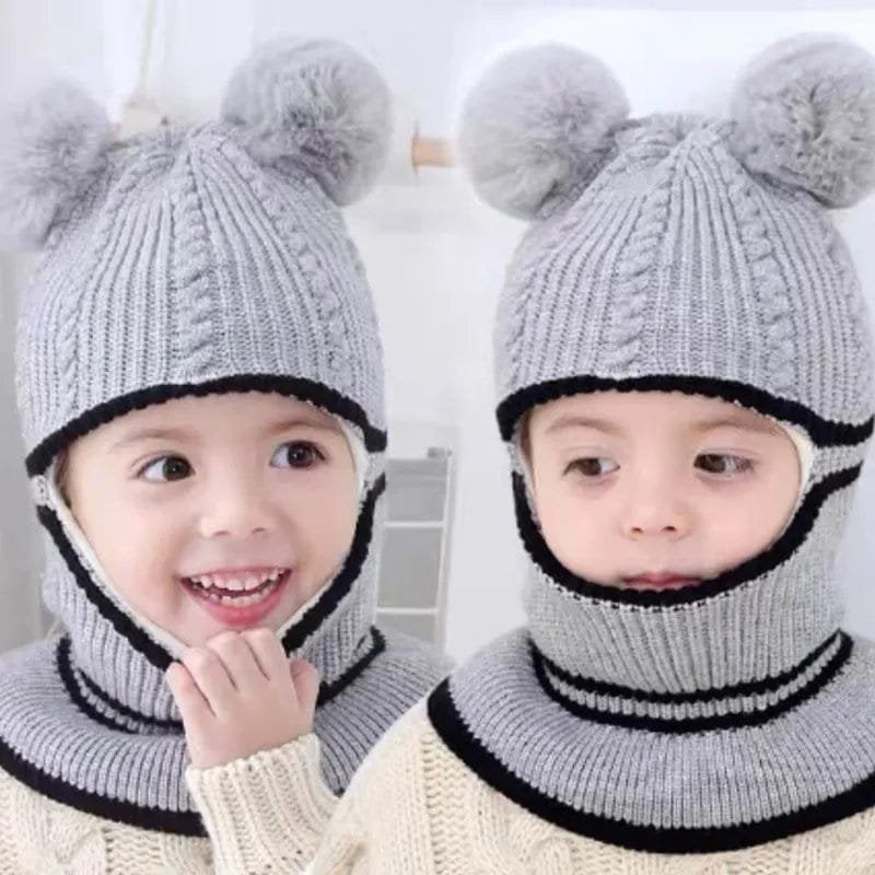 Warm Acrylic Baby Hat & Scarf Set - 2-5 Years, Ear Protection