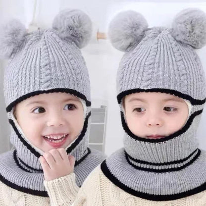 Warm Acrylic Baby Hat & Scarf Set - 2-5 Years, Ear Protection