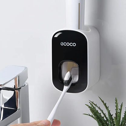Auto Toothpaste Dispenser & Holder Set - Wall Mount, Dust-Proof