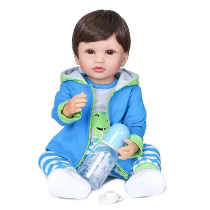 55cm Handmade Reborn Baby Boy - Two Colors Hair, Soft Silicone Body