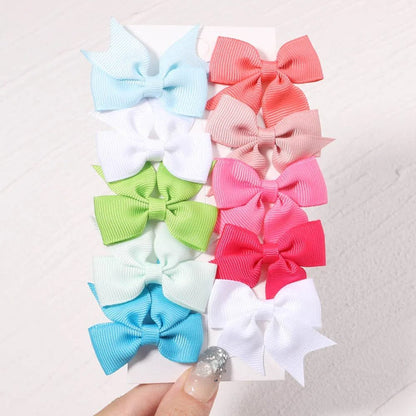 10Pc Cute Bowknot Clips Set for Girls - Handmade Hairpins