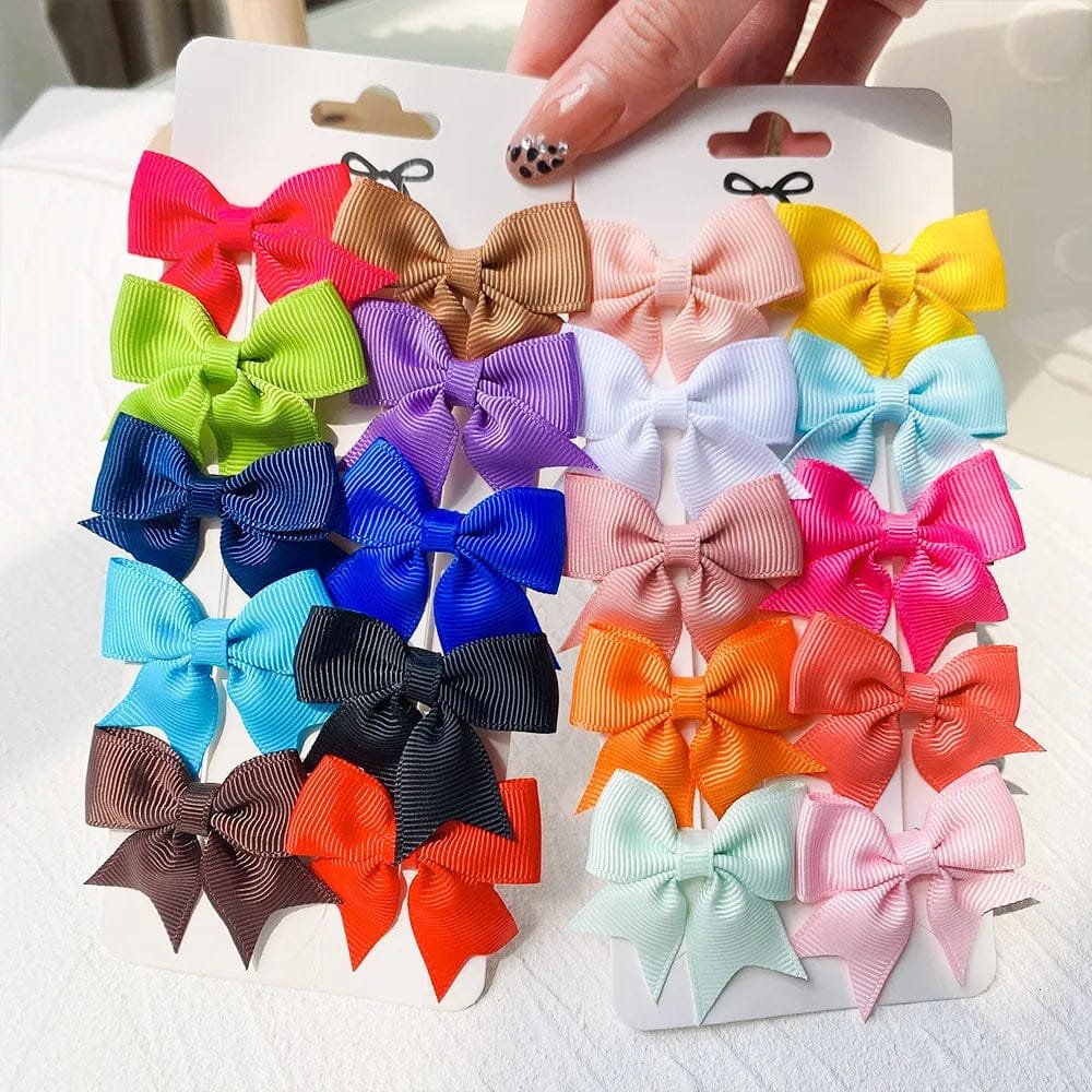 10Pc Cute Bowknot Clips Set for Girls - Handmade Hairpins