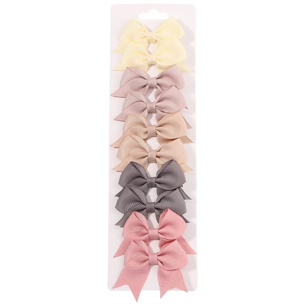 10Pc Cute Bowknot Clips Set for Girls - Handmade Hairpins