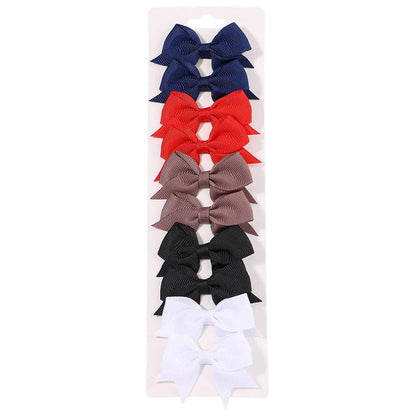 10Pc Cute Bowknot Clips Set for Girls - Handmade Hairpins