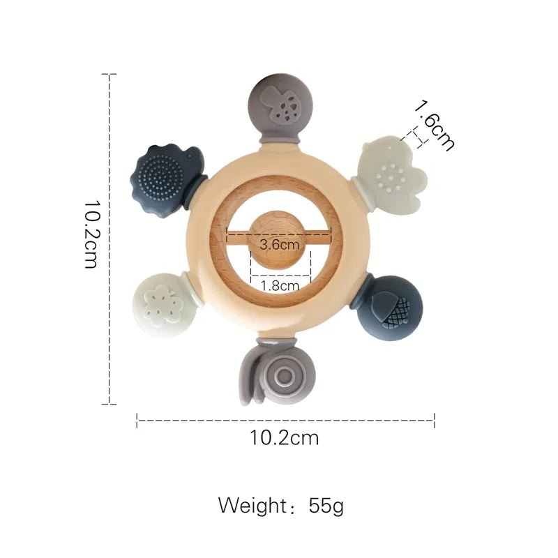 Let's Make Rudder-Shape Silicone & Wooden Teether Toy