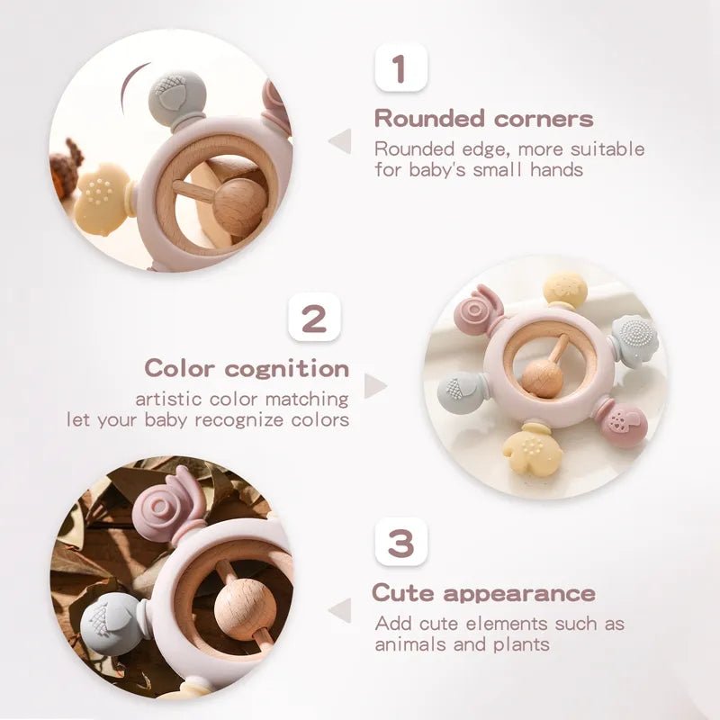 Let's Make Rudder-Shape Silicone & Wooden Teether Toy