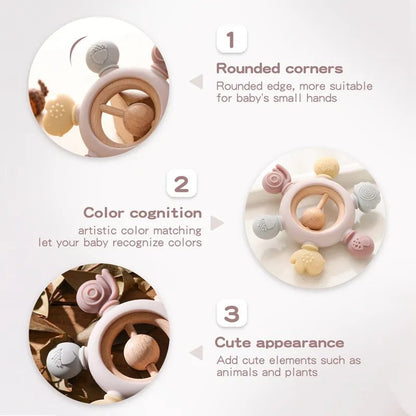 Let's Make Rudder-Shape Silicone & Wooden Teether Toy