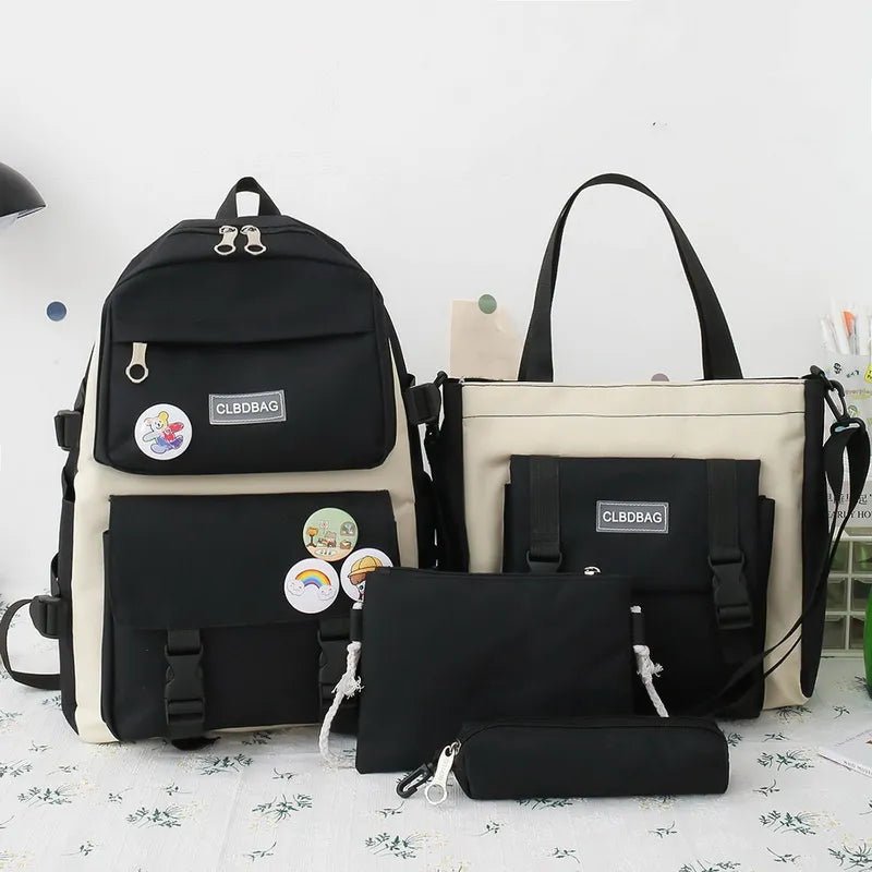 5Pc Harajuku Kawaii School & Laptop Bag Set for Teen Girls