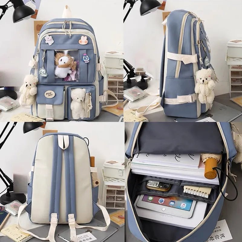 5Pc Harajuku Kawaii School & Laptop Bag Set for Teen Girls