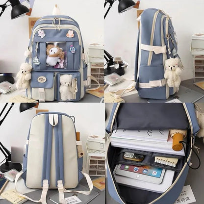 5Pc Harajuku Kawaii School & Laptop Bag Set for Teen Girls