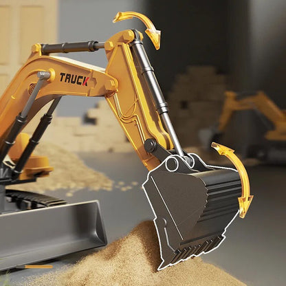 Alloy RC Excavator Toy with Lights & Sound, Kids Engineering Gift