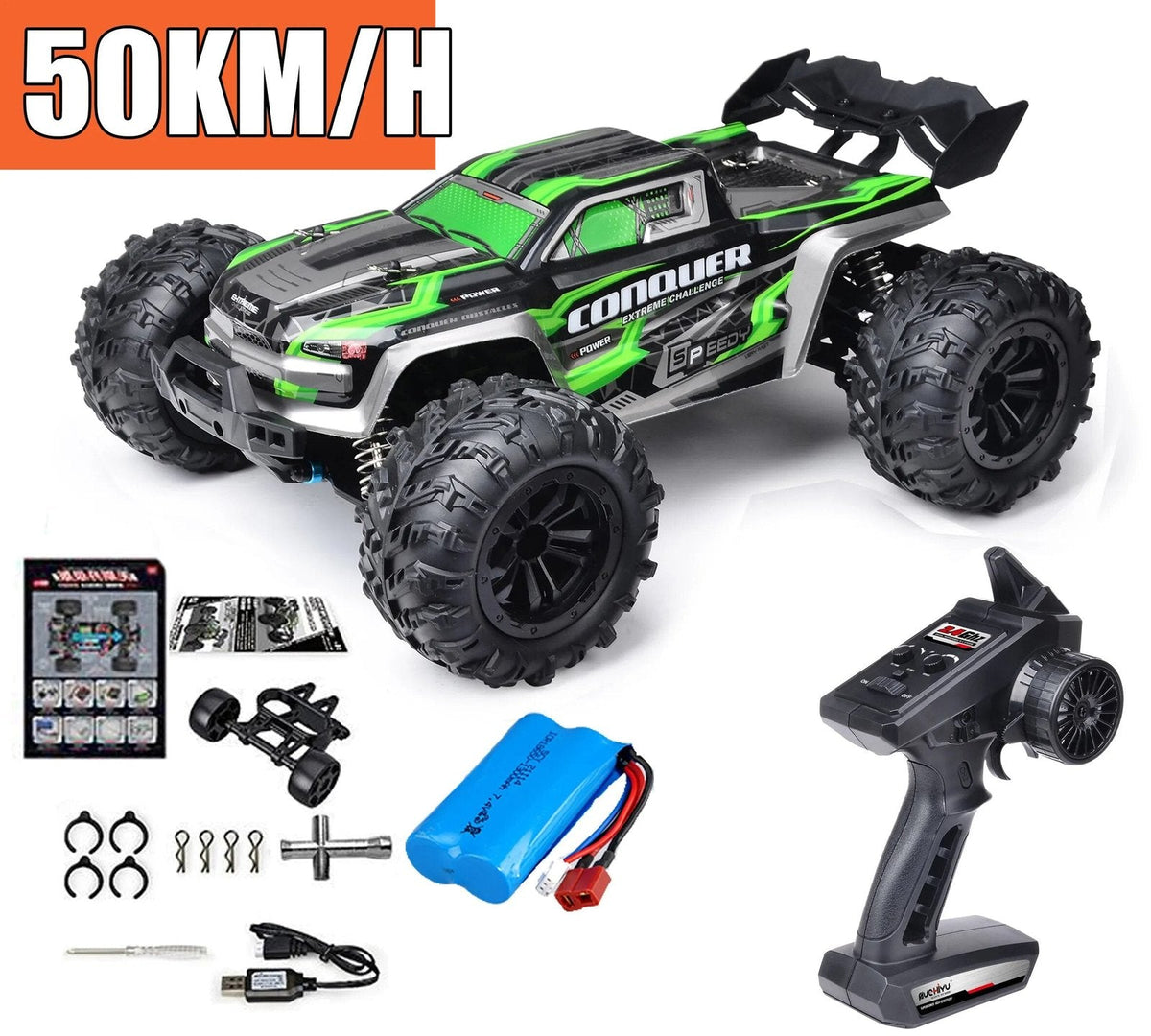 75KM/H 4x4 RC Monster Truck - LED, Brushless, 1/16 Scale