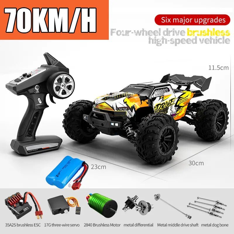 75KM/H 4x4 RC Monster Truck - LED, Brushless, 1/16 Scale