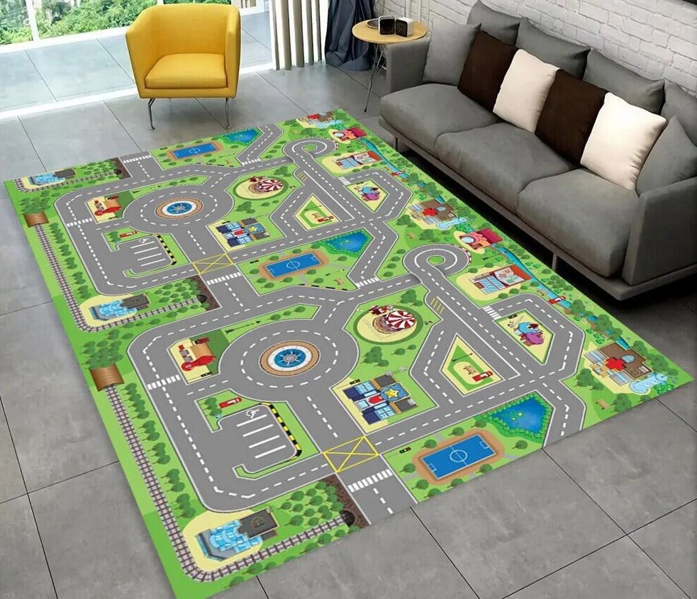 Highway City Traffic Playmat - Non-Slip Rug for Kids' Playroom