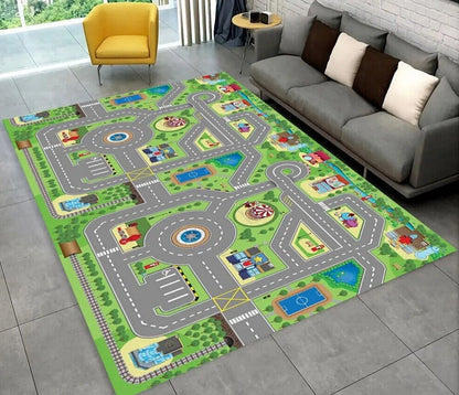 Highway City Traffic Playmat - Non-Slip Rug for Kids' Playroom
