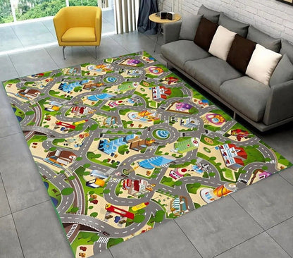 Highway City Traffic Playmat - Non-Slip Rug for Kids' Playroom