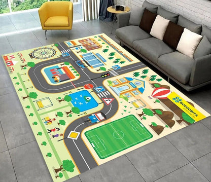 Highway City Traffic Playmat - Non-Slip Rug for Kids' Playroom
