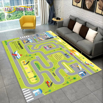 Highway City Traffic Playmat - Non-Slip Rug for Kids' Playroom