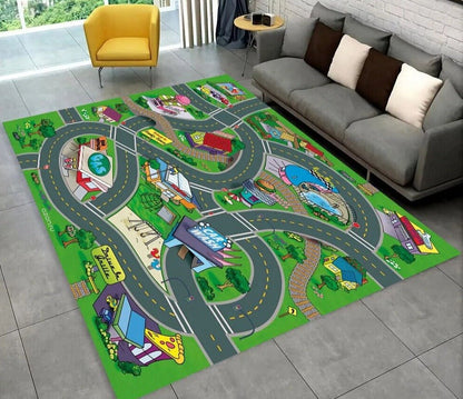 Highway City Traffic Playmat - Non-Slip Rug for Kids' Playroom