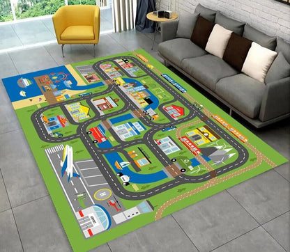Highway City Traffic Playmat - Non-Slip Rug for Kids' Playroom
