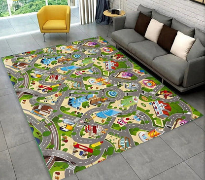 Highway City Traffic Playmat - Non-Slip Rug for Kids' Playroom