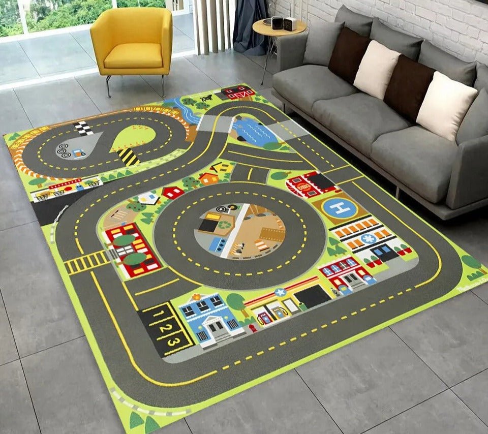 Highway City Traffic Playmat - Non-Slip Rug for Kids' Playroom