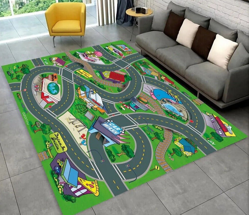 Highway City Traffic Playmat - Non-Slip Rug for Kids' Playroom