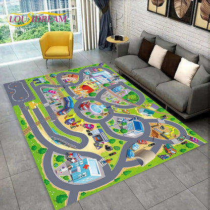 Highway City Traffic Playmat - Non-Slip Rug for Kids' Playroom