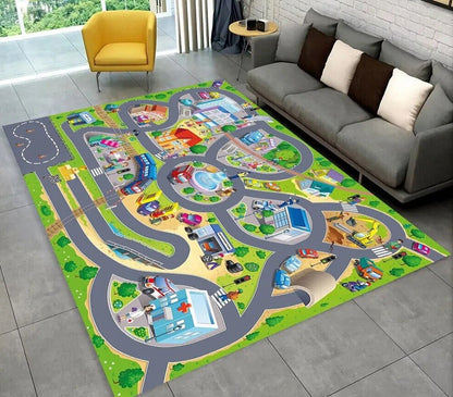 Highway City Traffic Playmat - Non-Slip Rug for Kids' Playroom